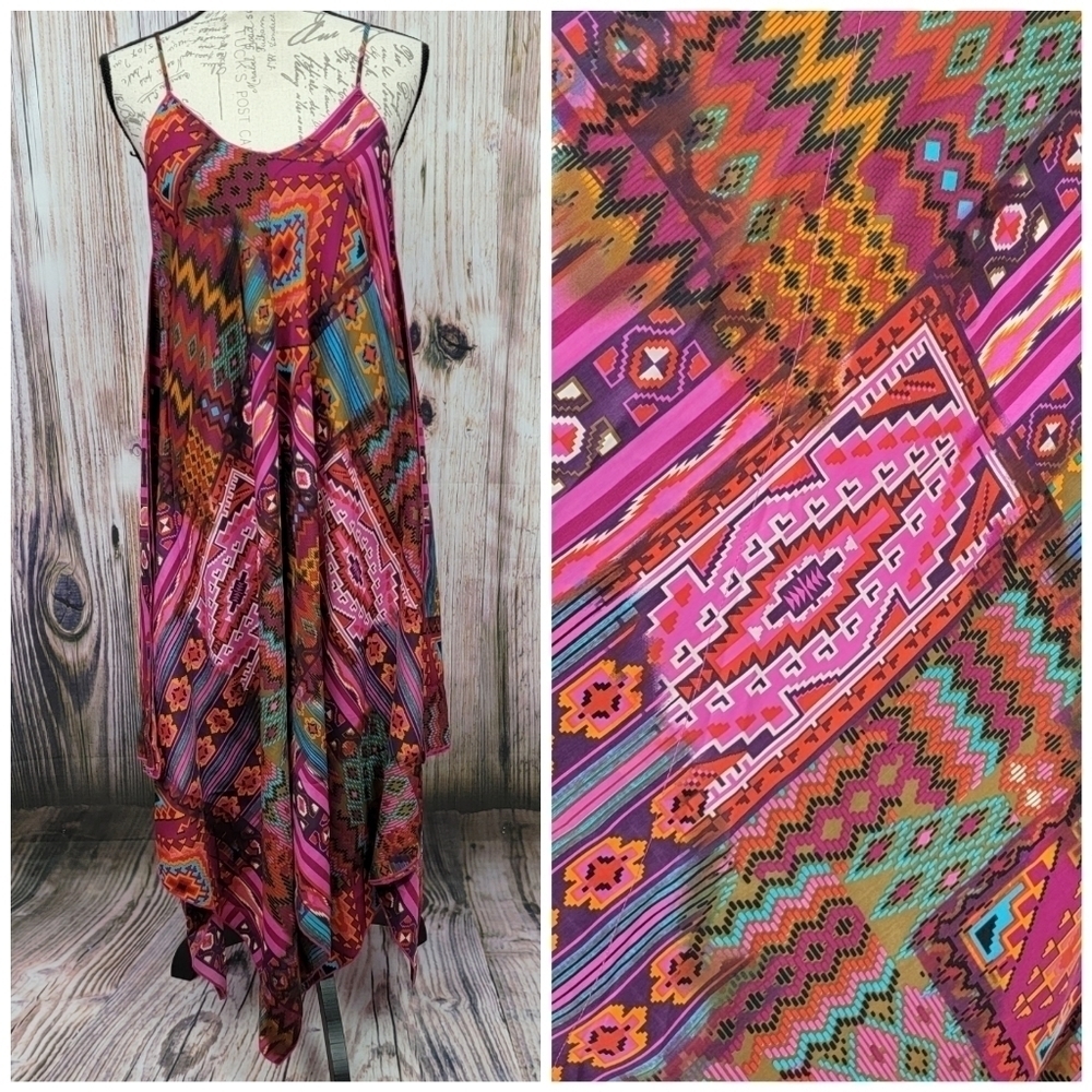 Marcelle Margaux Pink Printed Handkerchief Dress